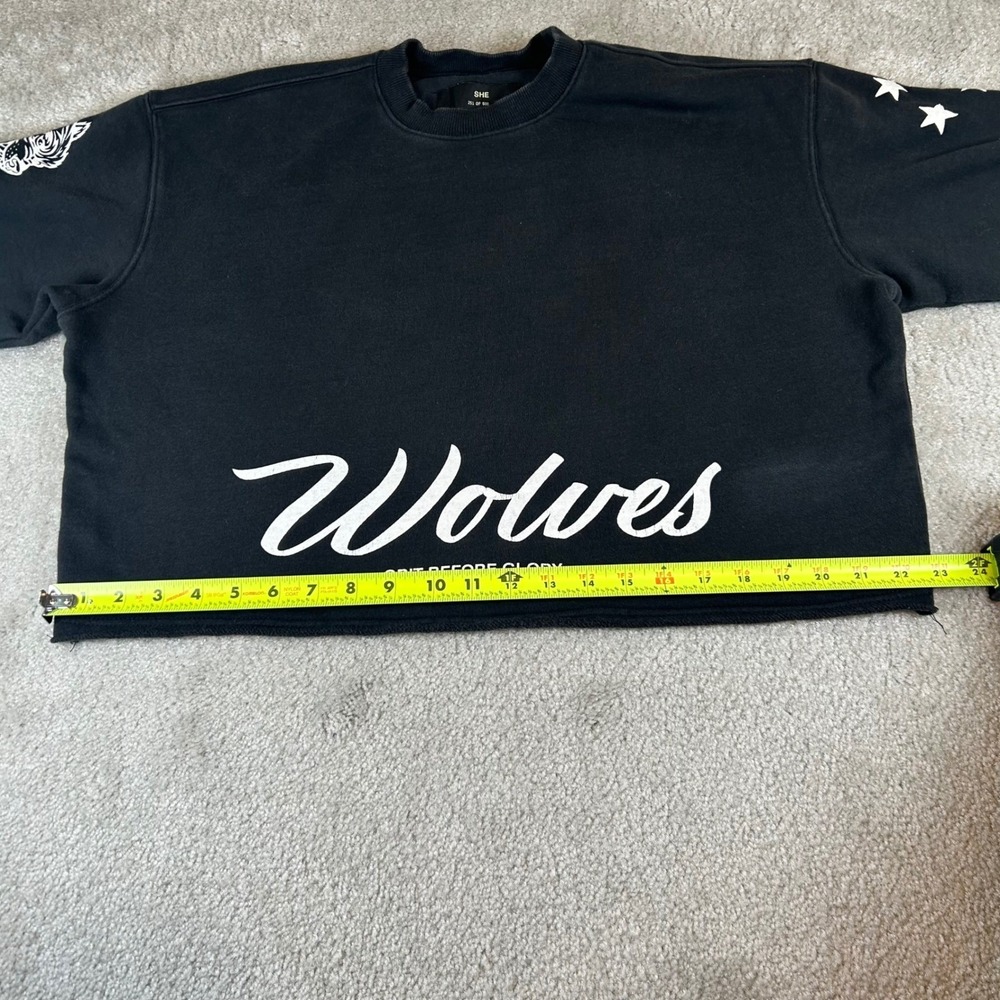 Darc Sport Wolves Grit Before Glory Cropped Sweatshirt Black Limited Edition L - Picture 14 of 15